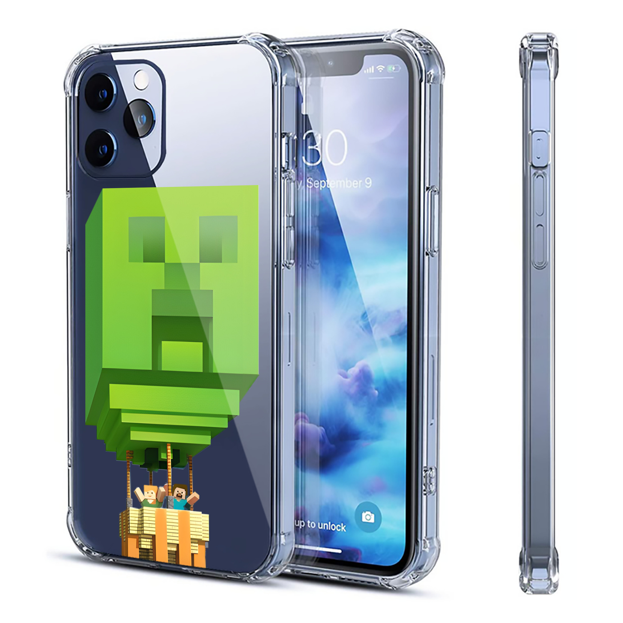 （画像用） マインクラフト ブロックの世界 Minecraft MC Block world 【iPhone 12シリーズ対応】透明スマホケース（クリアソフトケース）